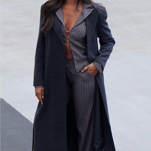 Women's long full length dark grey coat